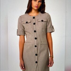 NWT Toccin Gale Button Front Plaid Short Sleeve Mini Dress Sizes 10 and 12